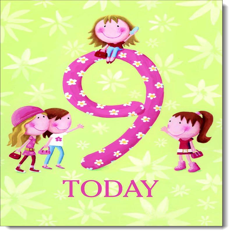 9th Birthday Card Age 9 for Girl Pastel Daisies